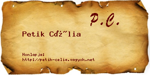 Petik Célia névjegykártya